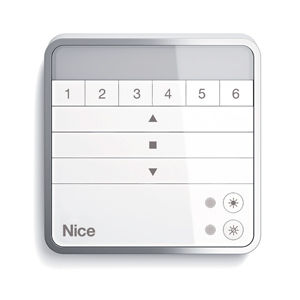NICE W6SBD Настенный передатчик для управления до 6 групп с отдельными командами "Вверх-стоп-Вниз" Клавиша для активации/деактивации климатических датчиков и обратной связи.