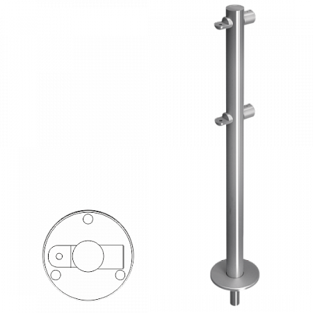 Стойка ограждения съемная i-образная, с 2-мя полупетлями под поворотную створку или секцию, 2 муфты